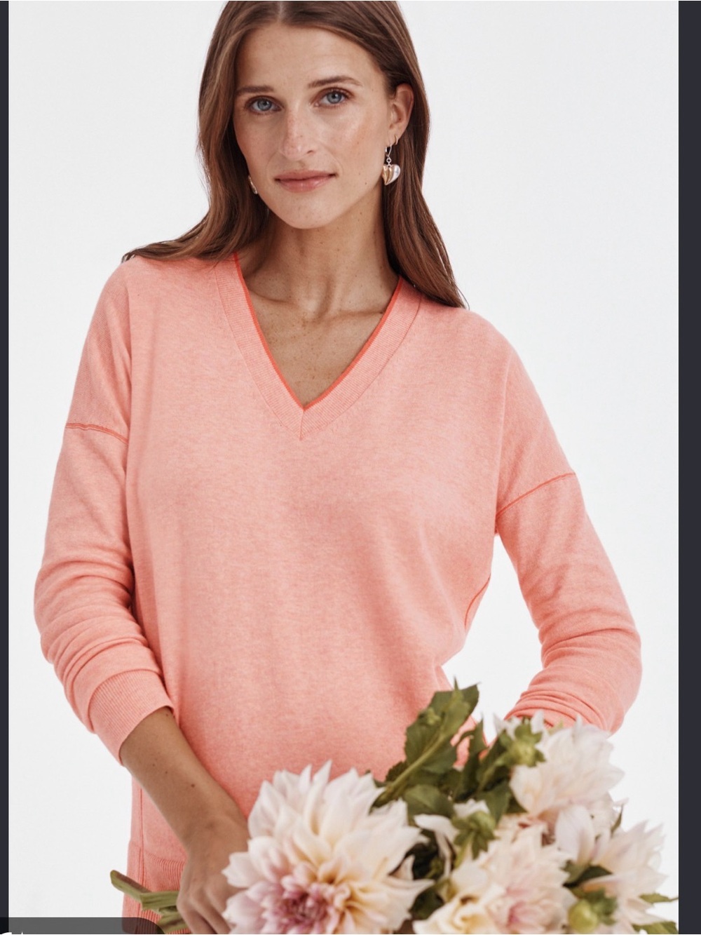 J. Jill Coral Pink V-Neck Sweater NWT